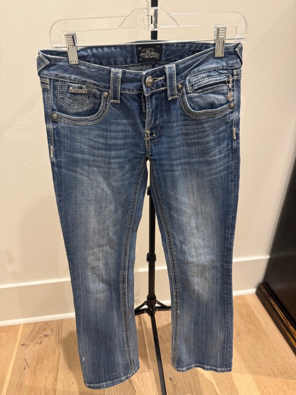 Y2K Women's Boot Cut Stretch Jeans - Faded Blue